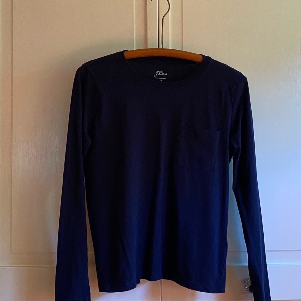 J. Crew Long Sleeve Pocket Tee - Navy Blue